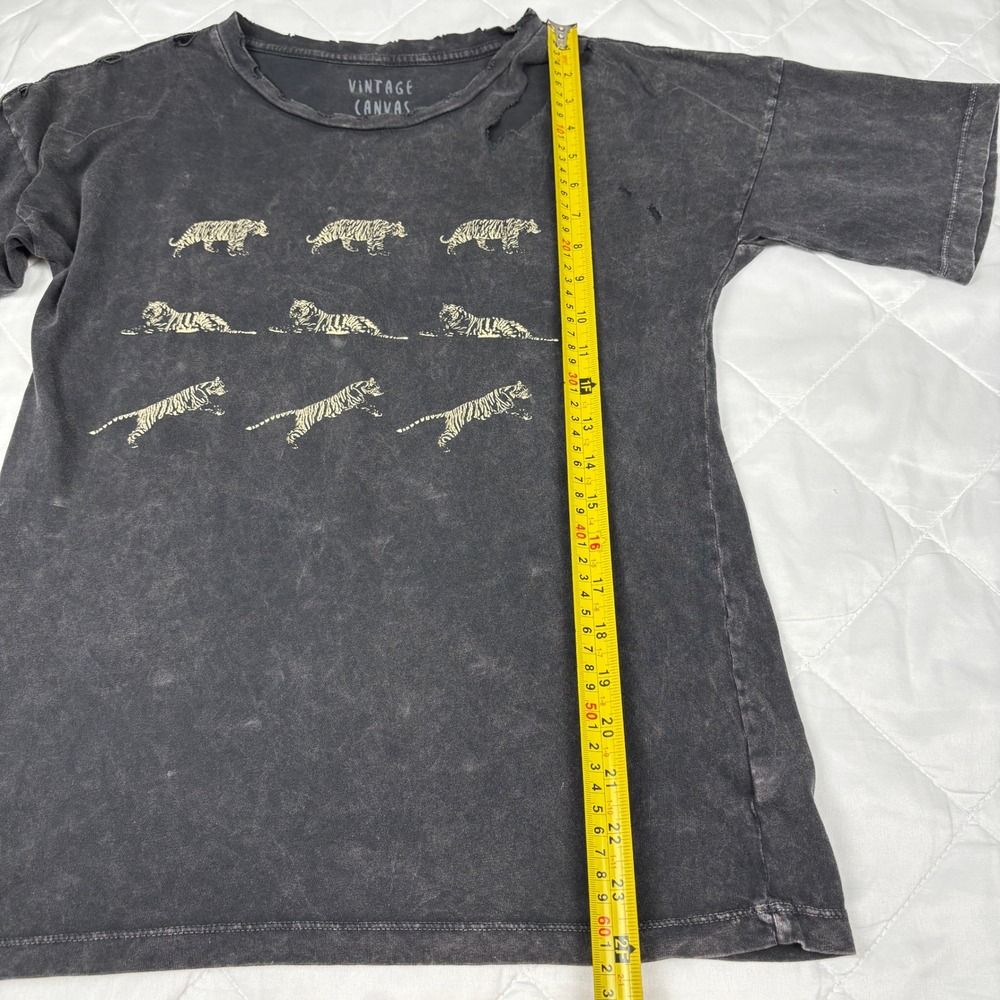 Vintage Canvas Distressed Tiger Graphic Tee Small Acid Wash Grunge‎ Goth - Picture 10 of 11
